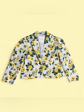 Janie and Jack White Blazer with Yellow Floral Print